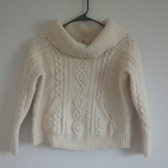 Carraig Donn Women's Medium Vintage Merino Wool Sweater Cream Cable Knit Cowl - Picture 1 of 8